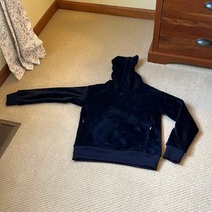 Athleta Girl Velour Navy Fleece-Lined Hoody size L/12.